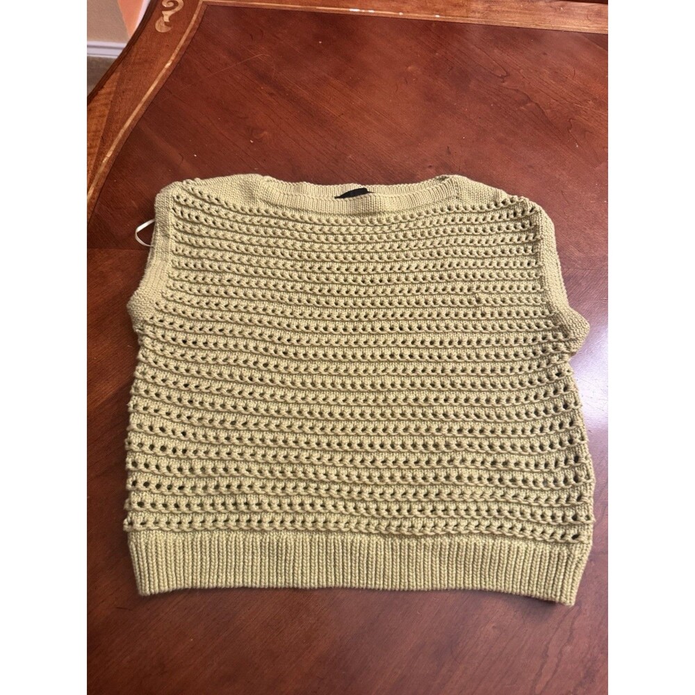 Broadway Crochet Tank Top  - Women's Medium, Sage  Cotton Blend